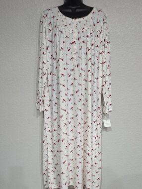 Croft & Barrow | NWT Women's White Red Cardinals Lace Loungewear Nightgown Sz 1X